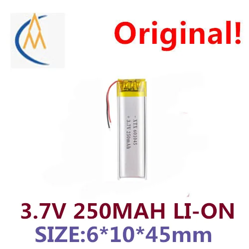 3.7 V lithium polymer battery 250 mah 601045 recorder bluetooth headset point of reading pen rechargeable battery 
3.7 V lithium polymer battery 250 mah 601045 recorder bluetooth headset point of reading pen rechargeable battery