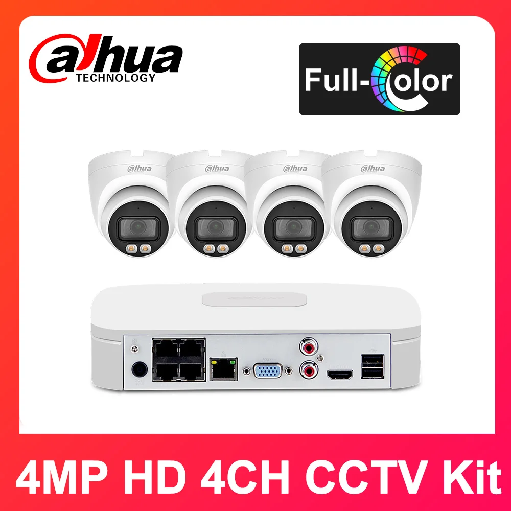Dahua CCTV kit 4MP 4CH POE NVR4104-P-4KS2 IPC-HDW2439T-AS-LED-S2 Built-in microphone APP Surveillance Security Camera Full-Color 
Dahua CCTV kit 4MP 4CH POE NVR4104-P-4KS2 IPC-HDW2439T-AS-LED-S2 Built-in microphone APP Surveillance Security Camera Full-Color