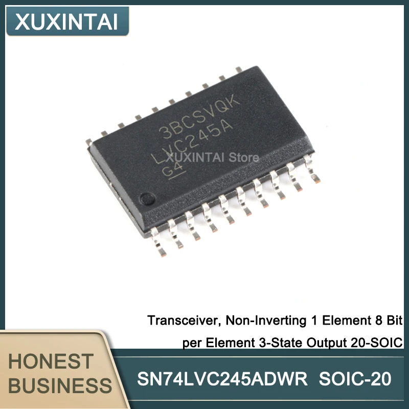 Трансивер SN74LVC245ADWR SN74LVC245, неинверторный, 1 элемент, 8 бит на элемент, 3-позиционный выход 20-SOIC, 100 шт./лот
Трансивер SN74LVC245ADWR SN74LVC245, неинверторный, 1 элемент, 8 бит на элемент, 3-позиционный выход 20-SOIC, 100 шт./лот