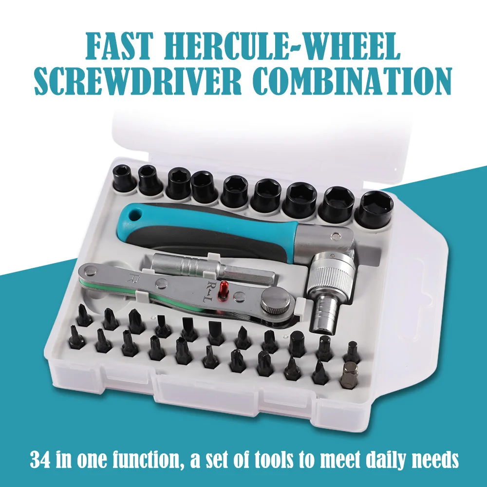 34PCS Universal Ratchets Tool 180 Degree Rotation Fast Mini Ratchet Screwdriver Professional Repair Tool For Home Use Box
34PCS Universal Ratchets Tool 180 Degree Rotation Fast Mini Ratchet Screwdriver Professional Repair Tool For Home Use Box