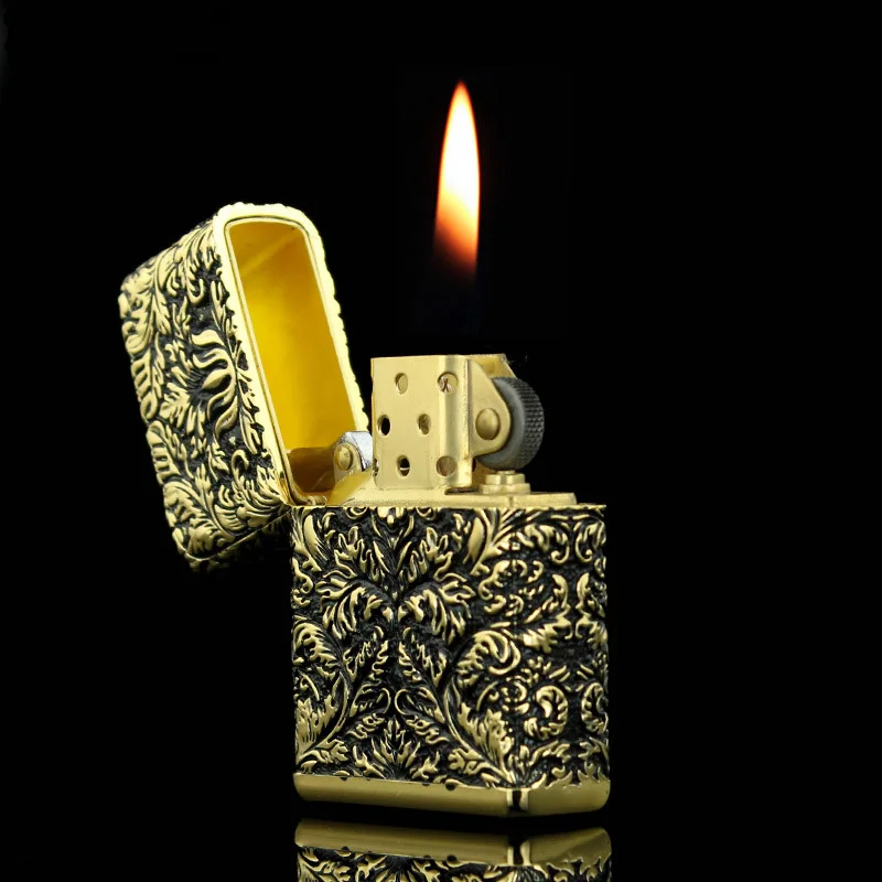 Kerosene Lighter Windproof Carving Pattern Old-fashioned Retro Heavy Tang Grass Armor Tang Grass Personality And Fashion
Kerosene Lighter Windproof Carving Pattern Old-fashioned Retro Heavy Tang Grass Armor Tang Grass Personality And Fashion