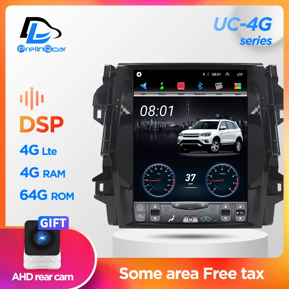 Автомагнитола мультимедийный навигатор видеоплеер для Toyota Fortuner 2016 2019 Tesla style