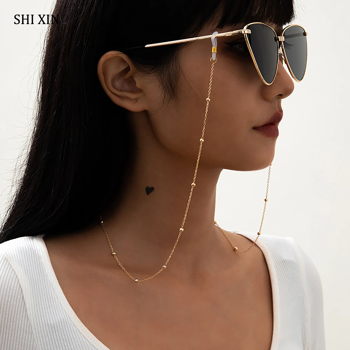 Цепочка для очков SHIXIN с простыми мелкими бусинами держателей модная цепочка