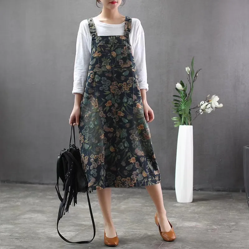 GIRL DRESSES New art printing restoring ancient ways do old loose long braces cowboy dress bigger sizes | Женская одежда