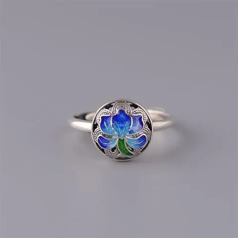 Cloisonne Ear Stud and Ring Women's S925 Sterling Silver Vintage Filigree Chinese Style Lotus Lotus Handmade Burnt Blue Silver R
Cloisonne Ear Stud and Ring Women's S925 Sterling Silver Vintage Filigree Chinese Style Lotus Lotus Handmade Burnt Blue Silver R