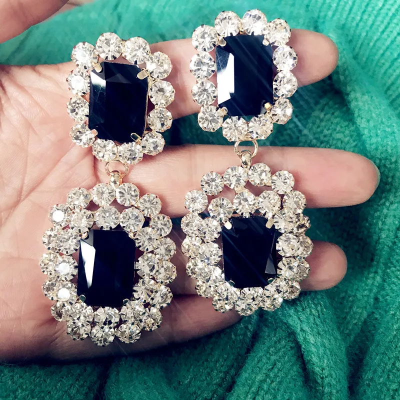 New Arrival Black Crystal Big Drop Dangle Earrings For Women Fashion Jewelry Party Show Lady's Statement Earrings Accessories
New Arrival Black Crystal Big Drop Dangle Earrings For Women Fashion Jewelry Party Show Lady's Statement Earrings Accessories