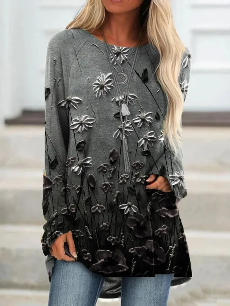 2021 Spring Summer Gradient Floral Print Women Blouse Shirt Long Sleeves Tops Casual Loose Streetwear Elegant Party Pullover
2021 Spring Summer Gradient Floral Print Women Blouse Shirt Long Sleeves Tops Casual Loose Streetwear Elegant Party Pullover