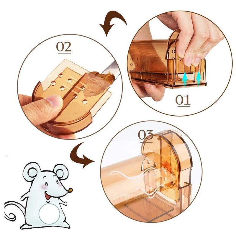 2 шт. прозрачный многоразовые Мышь ловушки против грызунов нового дизайна мыши