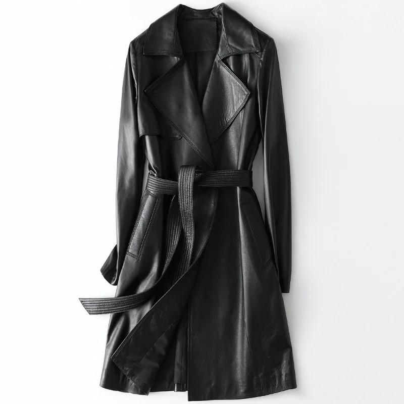 Ladies Fashion Genuine Leather Windbreaker 100% Sheepskin Pocket Jacket Women Belt Long Coat Keep Warm Outwear Size M-3XL
Ladies Fashion Genuine Leather Windbreaker 100% Sheepskin Pocket Jacket Women Belt Long Coat Keep Warm Outwear Size M-3XL