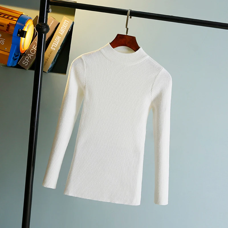 Пуловер женский осенне-зимний трикотажный эластичный с длинным рукавом | Женская