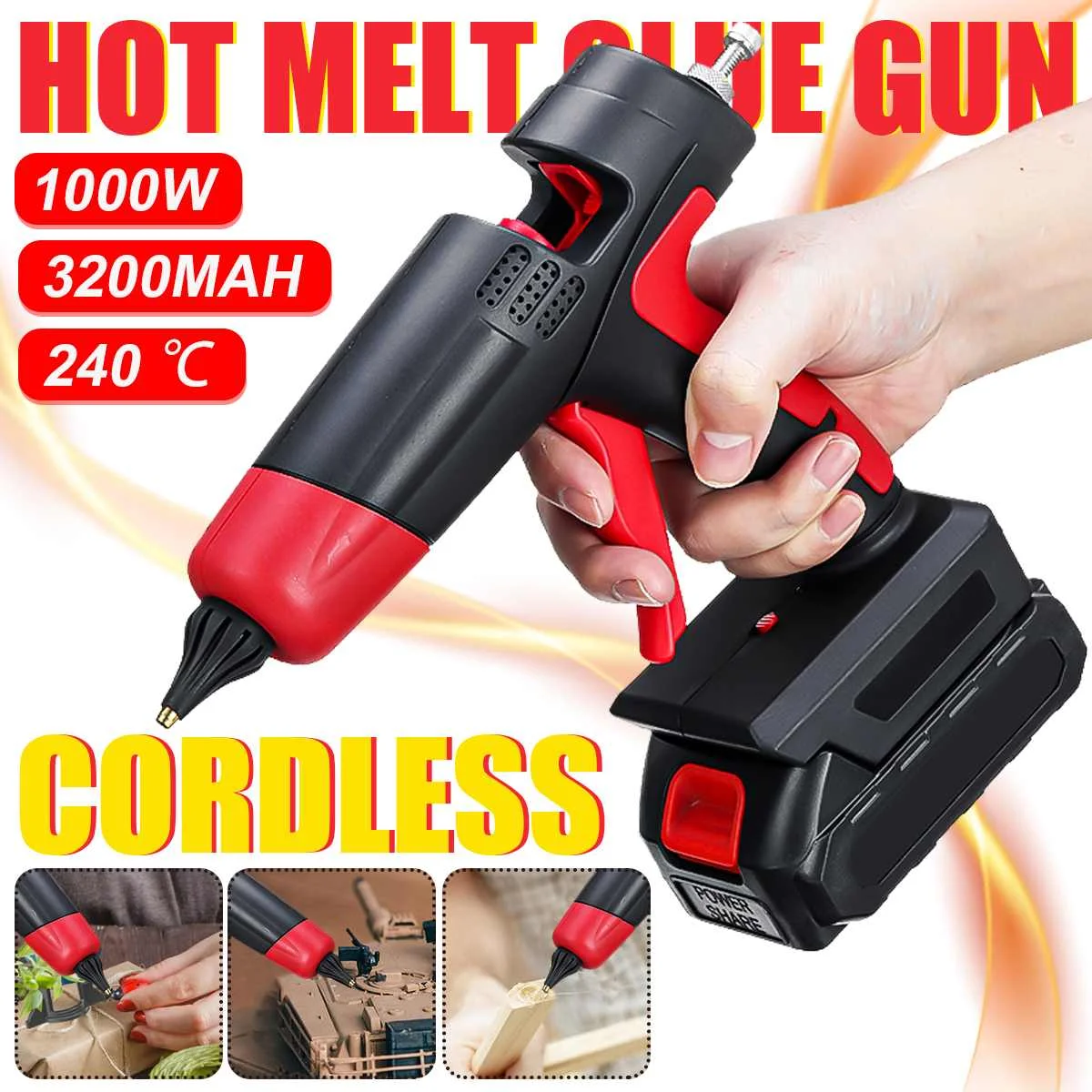 Аккумуляторный термоклеевой пистолет, 1000 Вт, 21 в, для клеевых стержней 11 мм 
Аккумуляторный термоклеевой пистолет, 1000 Вт, 21 в, для клеевых стержней 11 мм