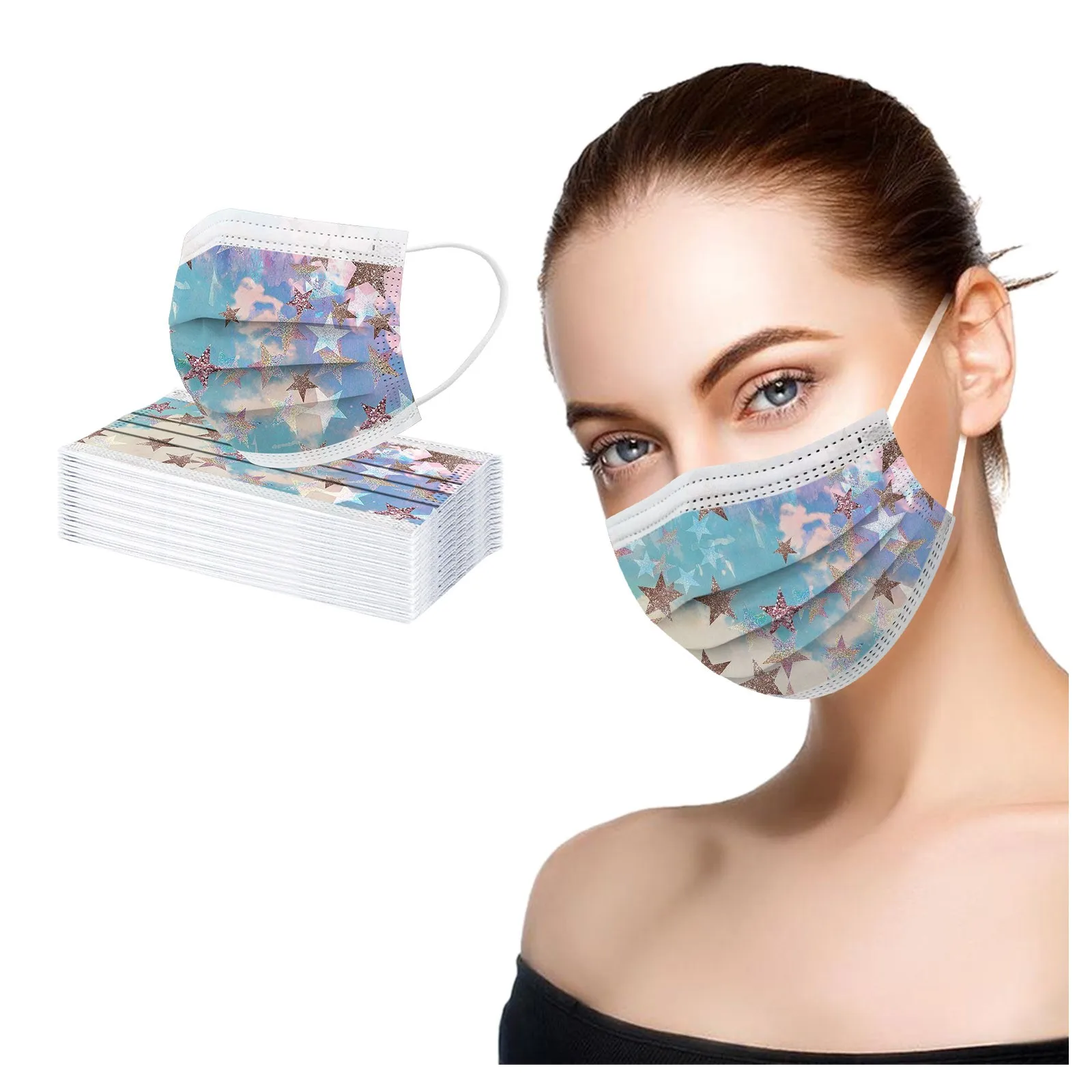 Adult Star Digital Printing Three Layer Protective Breathable Mask Windproof Mouth-muffle Face Masks Care Reusable Dustproof 
Adult Star Digital Printing Three Layer Protective Breathable Mask Windproof Mouth-muffle Face Masks Care Reusable Dustproof