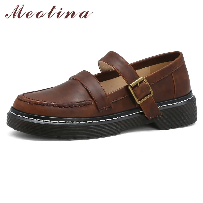 Туфли Meotina женские на плоской платформе, Туфли Мэри Джейн, с круглым носком, ремешки с пряжкой, Классическая весенняя обувь, коричневые, 42 43 
Туфли Meotina женские на плоской платформе, Туфли Мэри Джейн, с круглым носком, ремешки с пряжкой, Классическая весенняя обувь, коричневые, 42 43