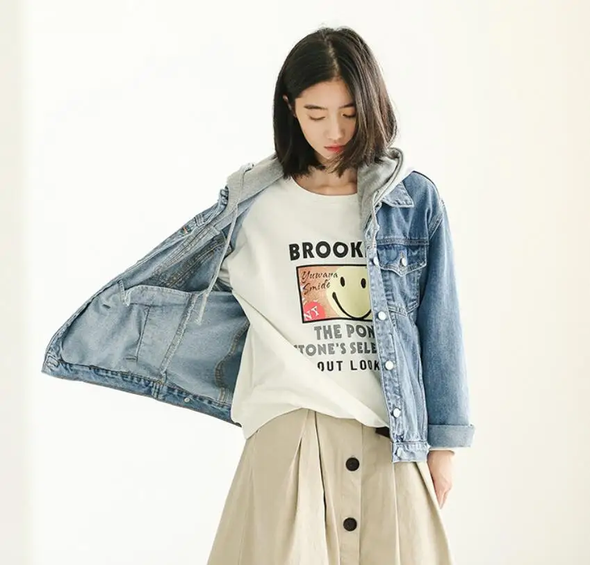 New 2021 Spring Autumn Women Denim Jacket Outerwear Hooded High Street Fashionable Korean Style Jeans Coat w347
New 2021 Spring Autumn Women Denim Jacket Outerwear Hooded High Street Fashionable Korean Style Jeans Coat w347