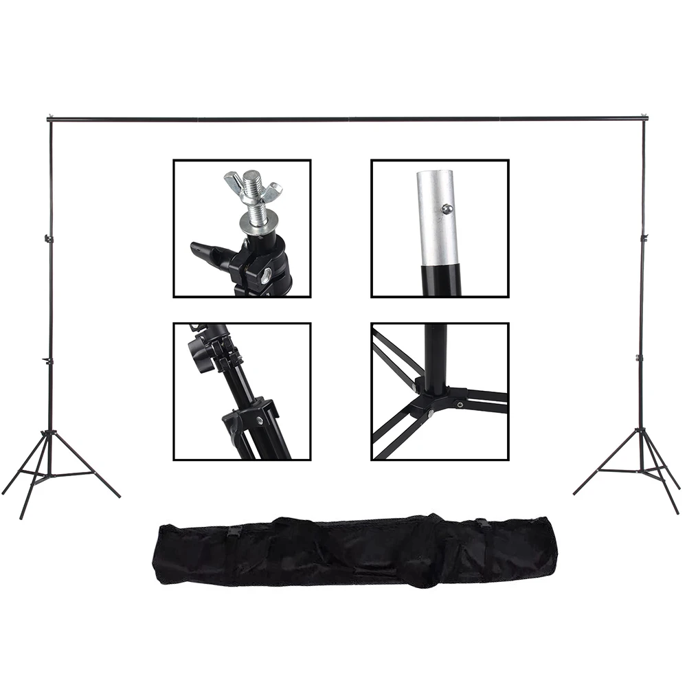 2.8*3m/9.2*10ft Photography Studio kit Photo Video Backdrop Stand Bracket Aluminum Alloy Adjustable Photography Background / Bag
2.8*3m/9.2*10ft Photography Studio kit Photo Video Backdrop Stand Bracket Aluminum Alloy Adjustable Photography Background / Bag