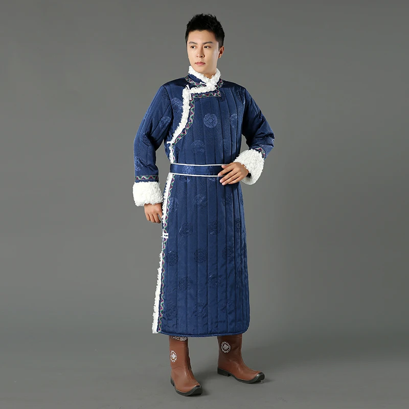 

Traditional ethnic Winter long Cotton Robes Jackets Men Hanfu Qipao gown Tang Suit Thick Coats Cheongsam