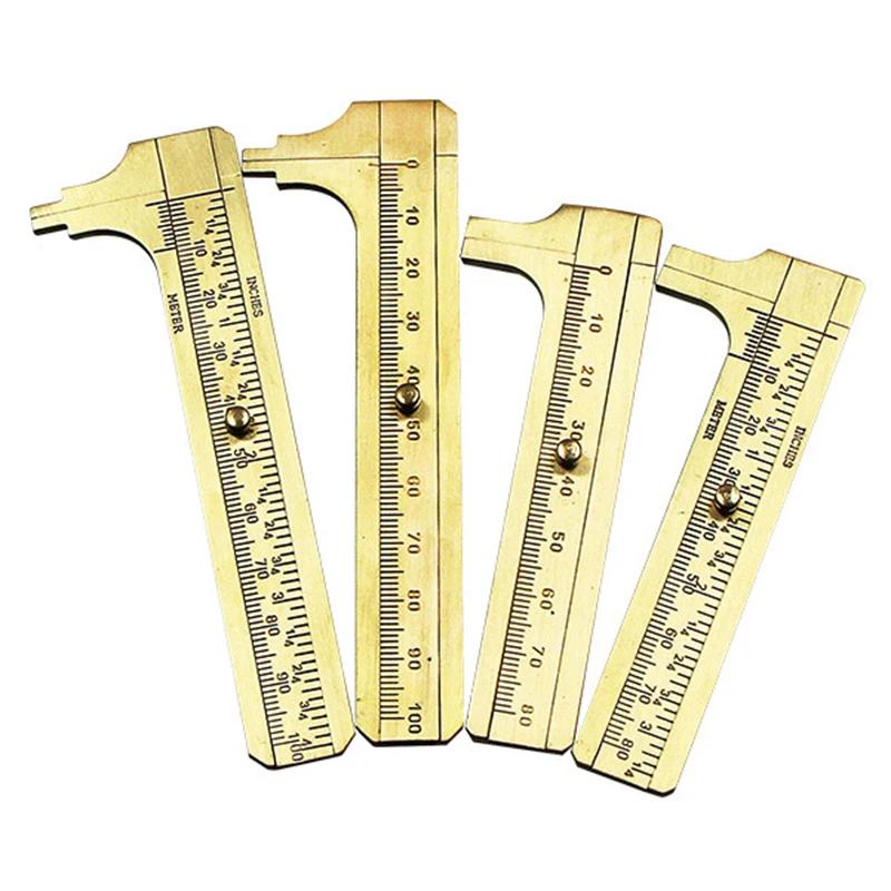 

Mini Brass Scale 80/100mm Sliding Gauge Vernier Caliper Ruler Pocket Measuring Tool Portable Durable EM88