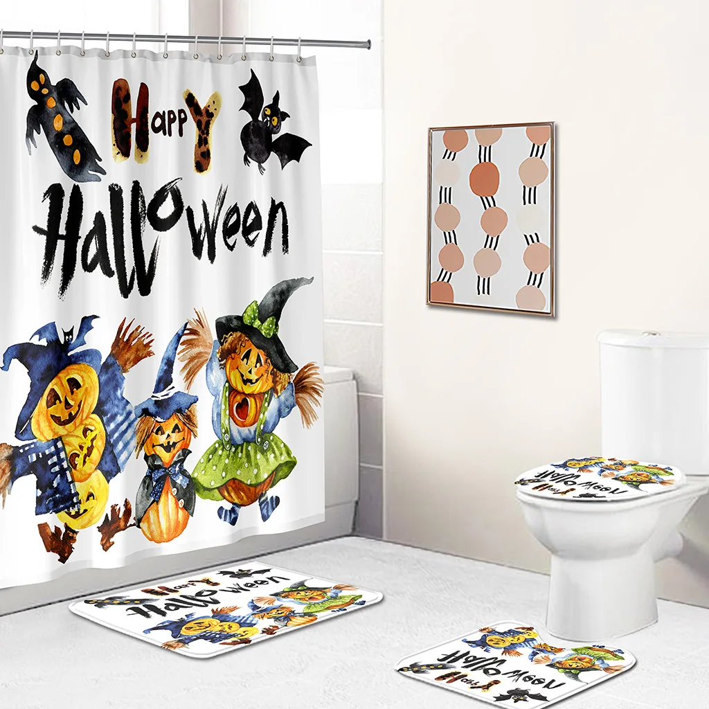 Halloween Cartoon Pumpkin Scarecrow Decor Bathroom For Kids Shower Curtain Soft Bath Rug Flannel Carpet Anti-Slip Mat
Halloween Cartoon Pumpkin Scarecrow Decor Bathroom For Kids Shower Curtain Soft Bath Rug Flannel Carpet Anti-Slip Mat