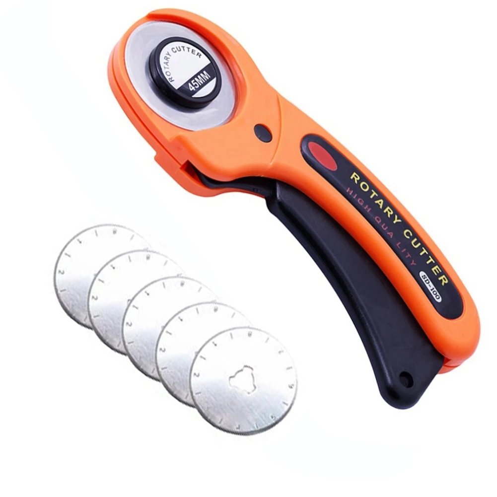 45mm Rotary Cutter Set With 5 Blades Fabric Circular Quilting Cutting DIY Patchwork Sewing Tools
45mm Rotary Cutter Set With 5 Blades Fabric Circular Quilting Cutting DIY Patchwork Sewing Tools