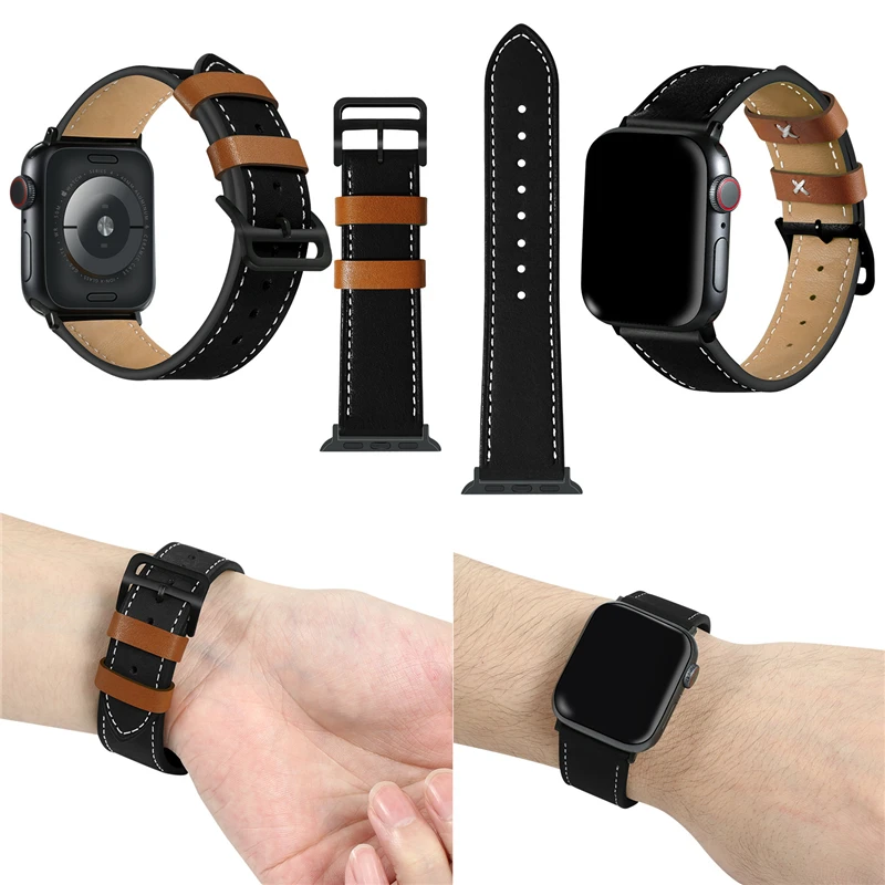 Один тур кожаный ремешок для Apple watch band 5 4 44 мм 40 correa 42 38 часов Iwatch series 3 2 Аксессуары