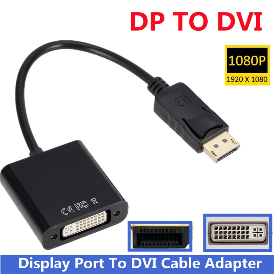 

1080P DP to DVI Adapter DisplayPort Display Port to DVI Cable Adapter Converter Male to Female for Monitor Projector Displays