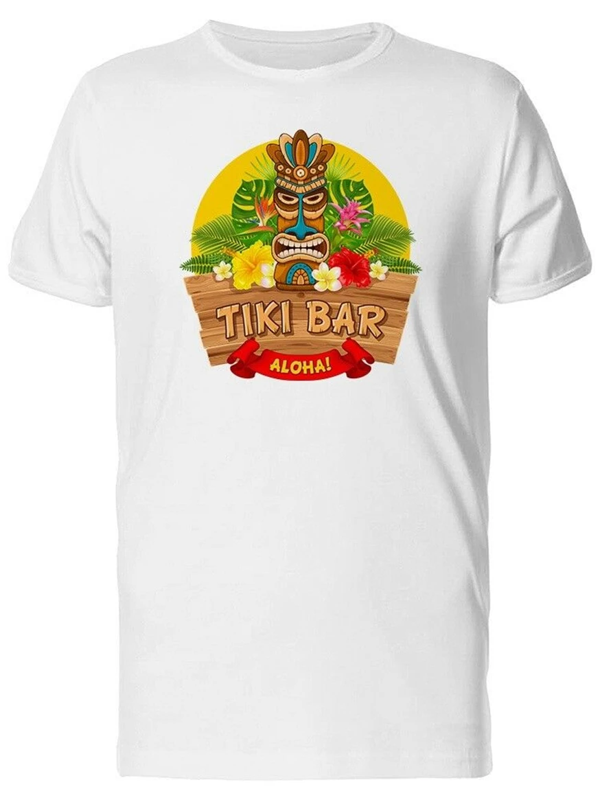Tiki Bar Aloha! Мужская футболка с логотипом большого размера Homme|Мужские футболки| |