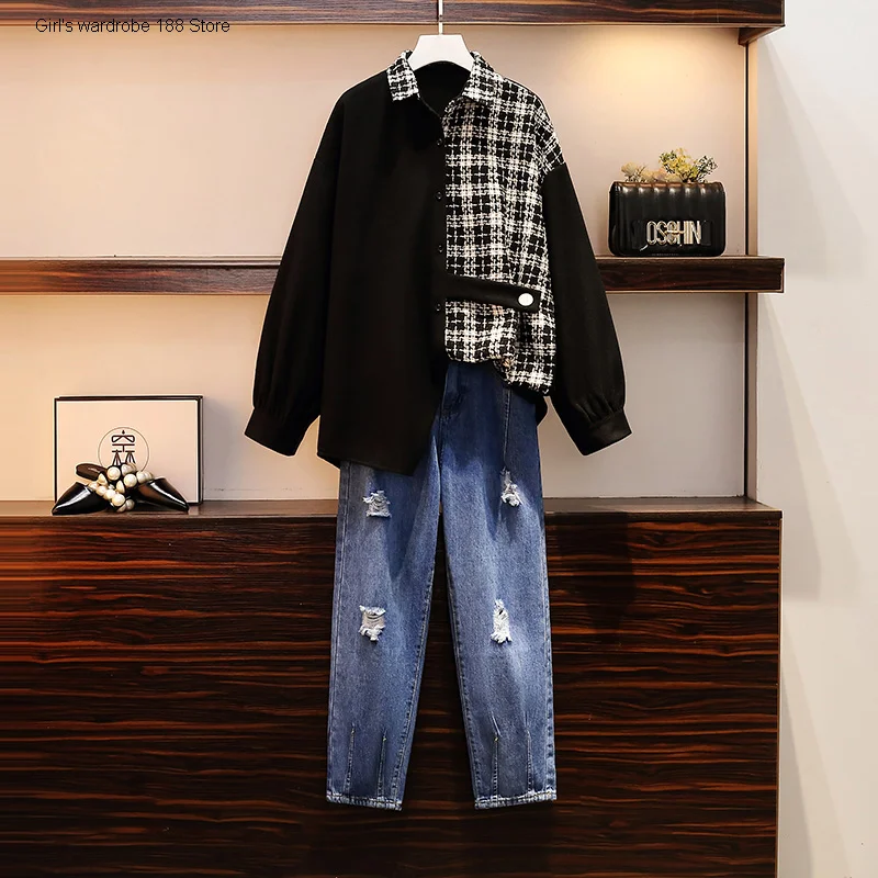 Large size women's autumn clothing 2020 new women's sister Western style age-reducing shirt broken jeans two-piece suit
Large size women's autumn clothing 2020 new women's sister Western style age-reducing shirt broken jeans two-piece suit