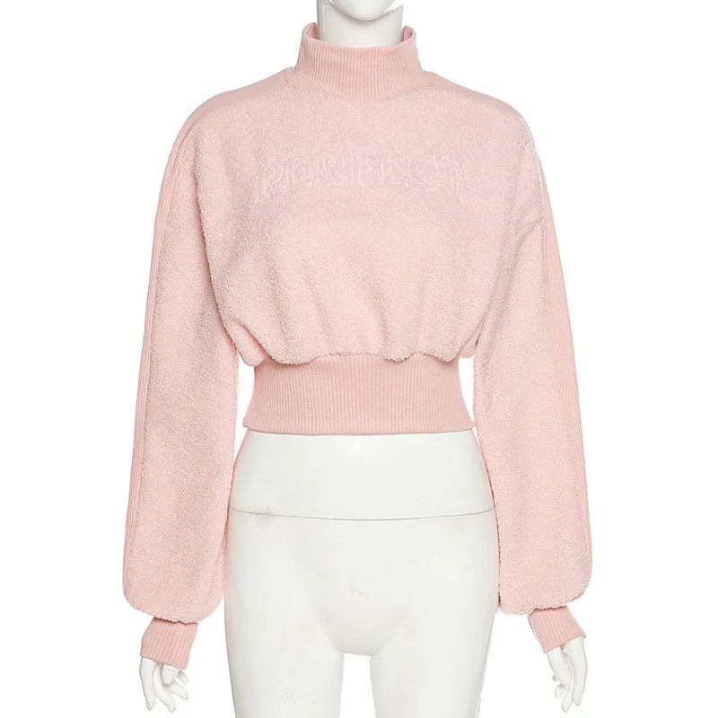 Women Slim Short Sweatershirt Letter Pattern Long Sleeve High Collar Pullover Crop Tops For Autumn Winter
Women Slim Short Sweatershirt Letter Pattern Long Sleeve High Collar Pullover Crop Tops For Autumn Winter