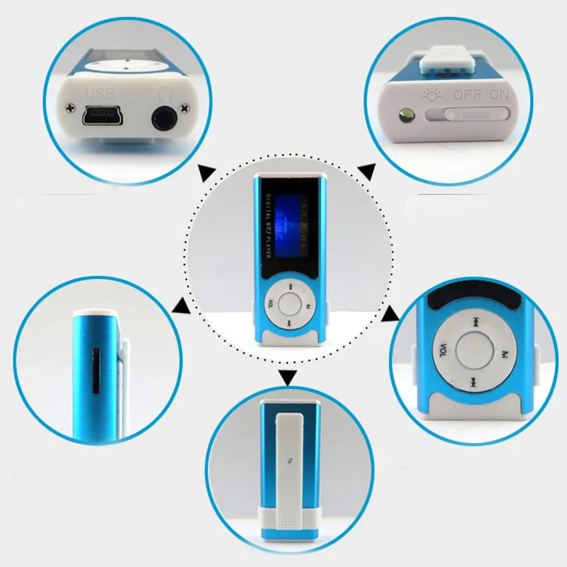 SUOZUN Спортивный MP3 медиаплеер Новый мини музыкальный плеер блестящий USB зажим