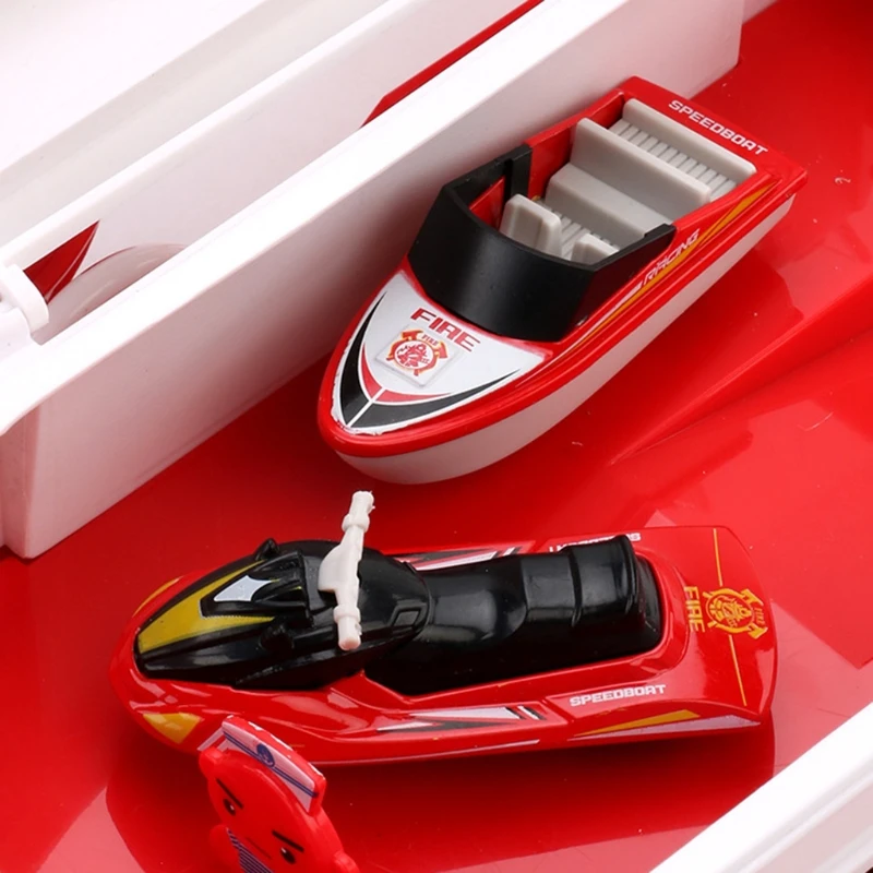 Simulation Track Inertia Boat with Vehicles Set Music Story Lights Transport Storage Ship Model Car Parking Kids Toys
