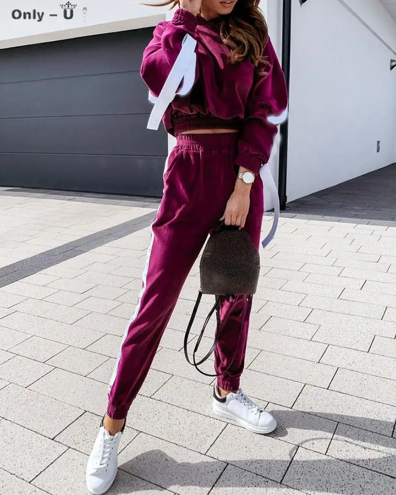 Women Casual Two Piece Set Hooded Crop Tops Sweatshirt High Waist Long Pants Jogger Hoodies Suit Outfits Tracksuit Women Clothes
Women Casual Two Piece Set Hooded Crop Tops Sweatshirt High Waist Long Pants Jogger Hoodies Suit Outfits Tracksuit Women Clothes