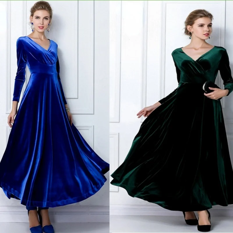 Women Long Sleeve V-Neck Velvet Stretchy Long Dress Long Sleeve Dress Gold Velvet Long Dress V-neck Dress
Women Long Sleeve V-Neck Velvet Stretchy Long Dress Long Sleeve Dress Gold Velvet Long Dress V-neck Dress