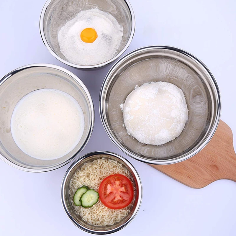 5PCS Stainless Steel Mixing Bowls Non Slip Nesting Whisking Bowls Set Mixing Bowls For Salad Cooking Baking Camping Cookware
5PCS Stainless Steel Mixing Bowls Non Slip Nesting Whisking Bowls Set Mixing Bowls For Salad Cooking Baking Camping Cookware