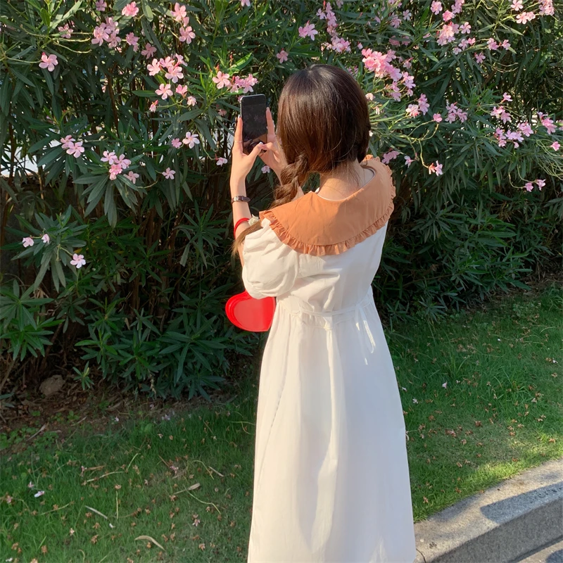 Japanese Sweet Elegant Women Dress Summer Soft Girly Peter Pan Collar Bow High Waist Puff Sleeve Draw Back Ladies Dress Vestido
Japanese Sweet Elegant Women Dress Summer Soft Girly Peter Pan Collar Bow High Waist Puff Sleeve Draw Back Ladies Dress Vestido