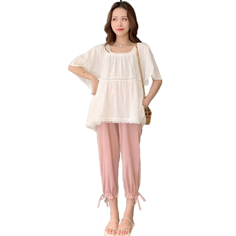 8088# 2021 Summer Casual Loose White Cotton Maternity Shirts Tops Elastic Waist Belly Capris Pants for Pregnant Women Pregnancy
8088# 2021 Summer Casual Loose White Cotton Maternity Shirts Tops Elastic Waist Belly Capris Pants for Pregnant Women Pregnancy