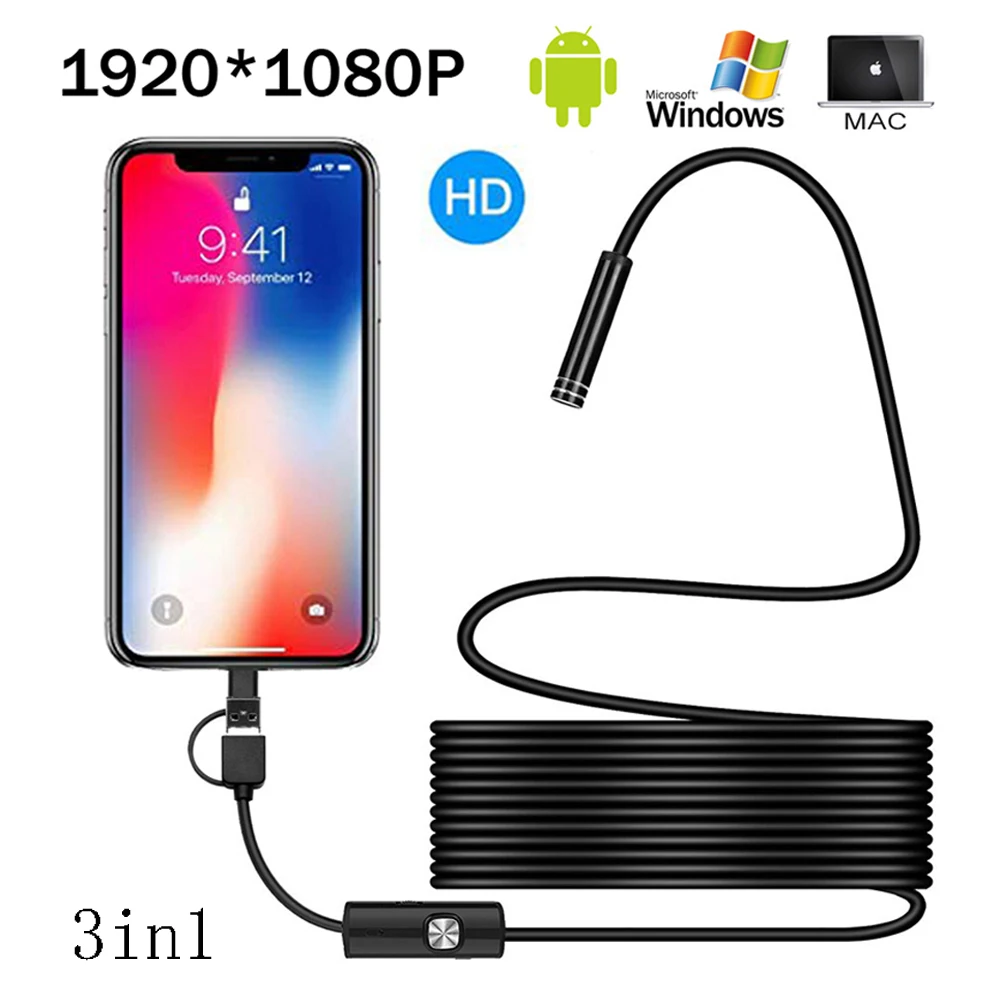 1080P HD Android USB Endoscope Camera With Led Light 5m 10m Hard Cable 8mm Lens Endoscope For Android Phone Windows Mini Camera
1080P HD Android USB Endoscope Camera With Led Light 5m 10m Hard Cable 8mm Lens Endoscope For Android Phone Windows Mini Camera