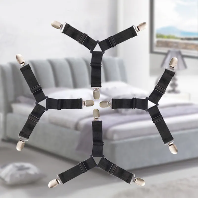 Bed Sheets Grippers 4Pcs/Set Corner Holder 3 Clips Fastener Bed Sheet Clips Mattress Adjustable Elastic Straps Organize Gadgets
Bed Sheets Grippers 4Pcs/Set Corner Holder 3 Clips Fastener Bed Sheet Clips Mattress Adjustable Elastic Straps Organize Gadgets