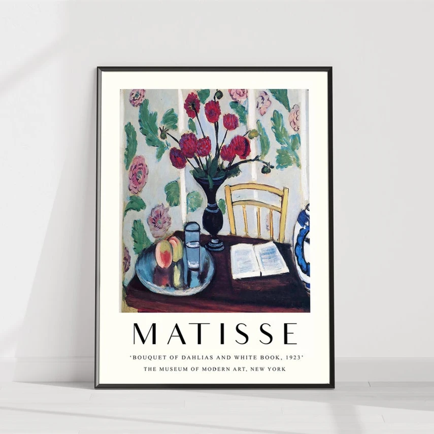 Wall Art Matisse Poster Printed Bouquet of Dahlias and White Book Canvas Painting Home Decor Living Room Modular Pictures Frame
Wall Art Matisse Poster Printed Bouquet of Dahlias and White Book Canvas Painting Home Decor Living Room Modular Pictures Frame