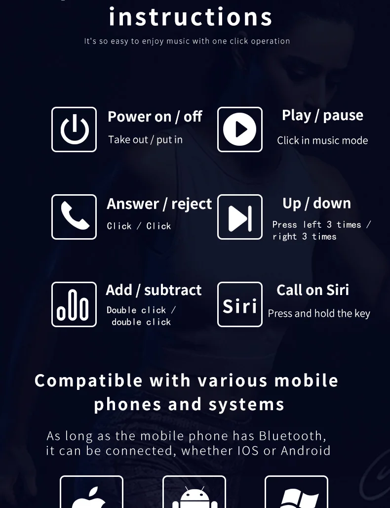 True wireless Sport Waterproof noise reduction 5.1 stereo Bluetooth headset
True wireless Sport Waterproof noise reduction 5.1 stereo Bluetooth headset