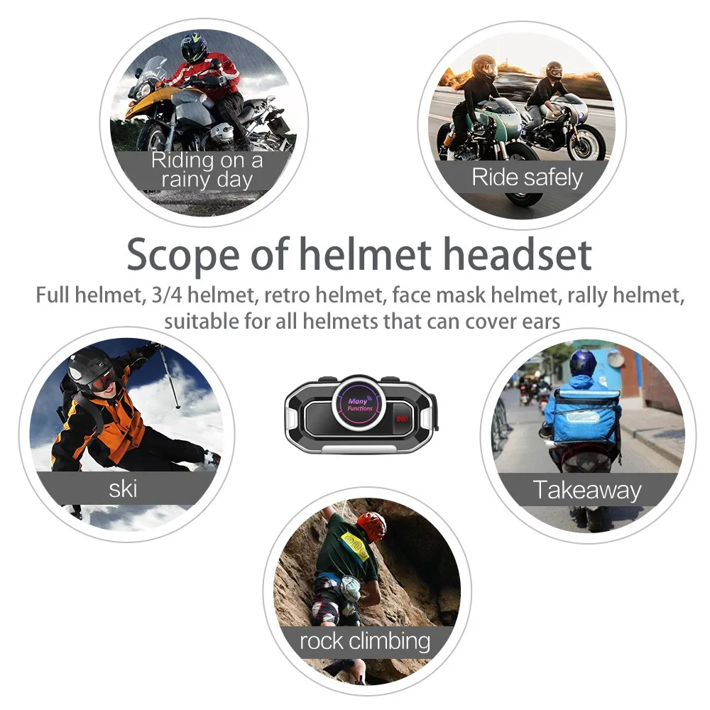 Bluetooth Wireless Intercom Motorcycle Helmet Headsets Wireless Walkie Talkie Moto Stereo Interphone MP3 GPS Player
Bluetooth Wireless Intercom Motorcycle Helmet Headsets Wireless Walkie Talkie Moto Stereo Interphone MP3 GPS Player