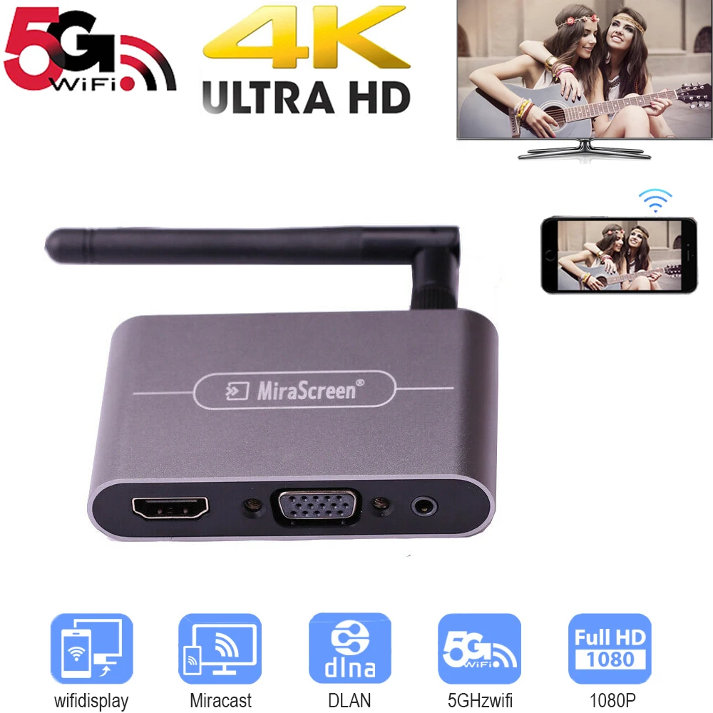 5G 4K Беспроводной Wi Fi HDMI совместимый HD VGA Аудио Видео дисплей адаптер для IPhone IPad HUAWEI