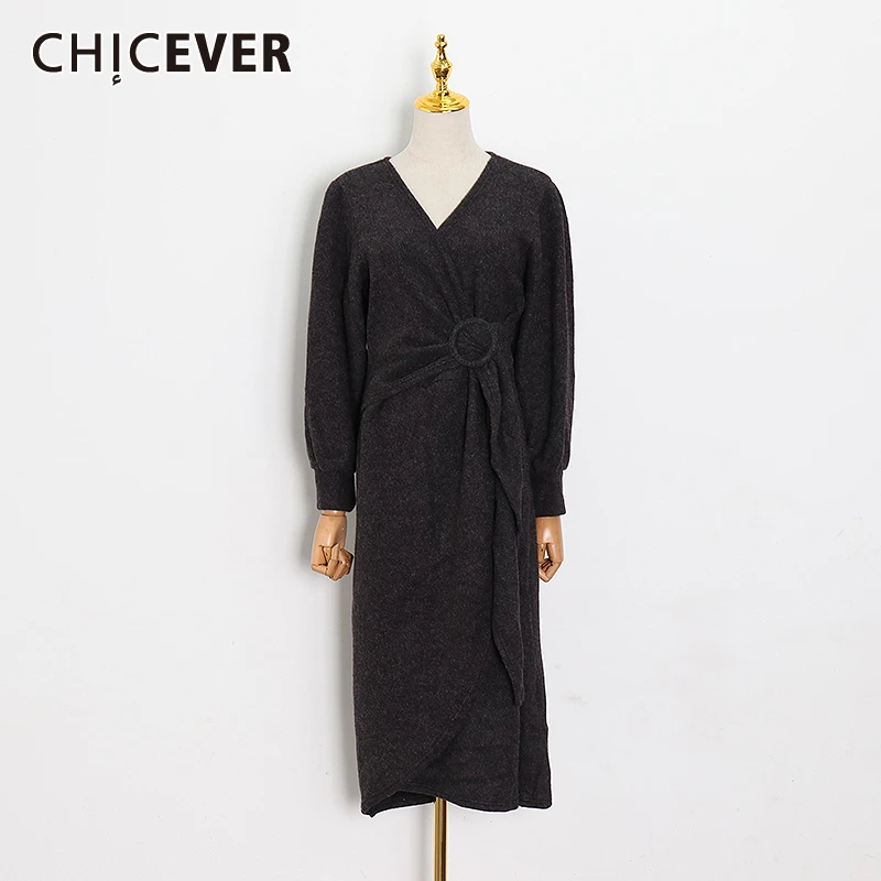 CHICEVER весеннее женское платье с V-образным вырезом с длинными рукавами-фонариками с высокой талией черные женские платья Повседневная мода ... 
CHICEVER весеннее женское платье с V-образным вырезом с длинными рукавами-фонариками с высокой талией черные женские платья Повседневная мода ...