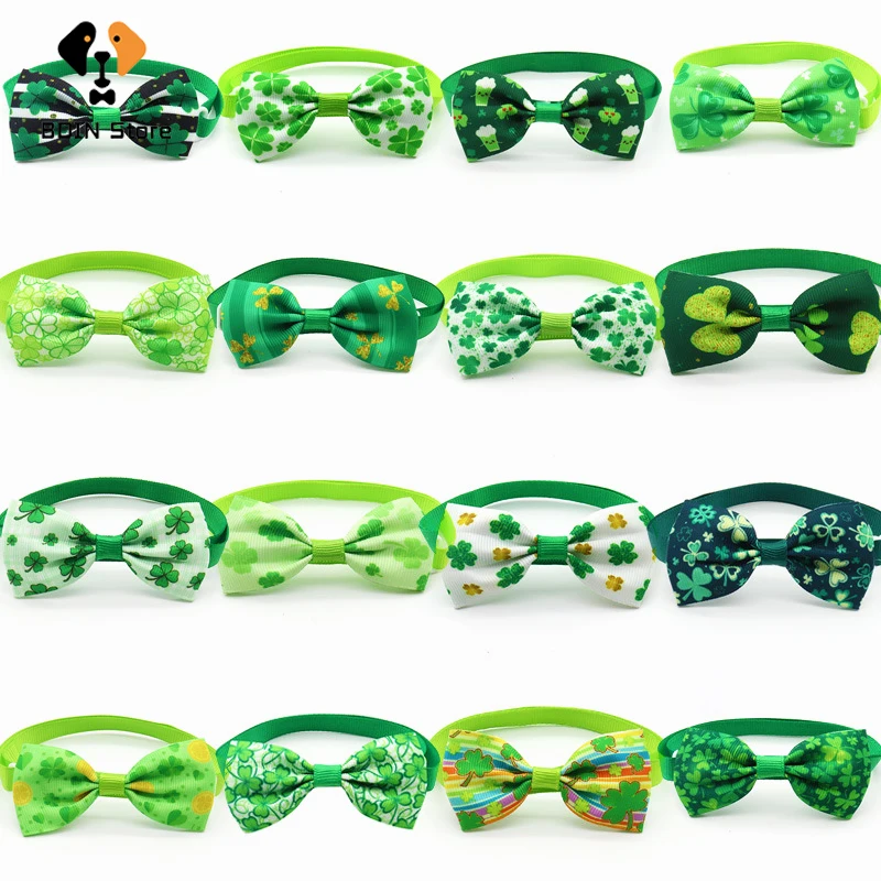 

16 Pcs Small Dogs Cats Bows Tie Clover Puppy Dog Supplies St. Patrick Day Bow Tie Pet Bowtie Grooming Accessories Product