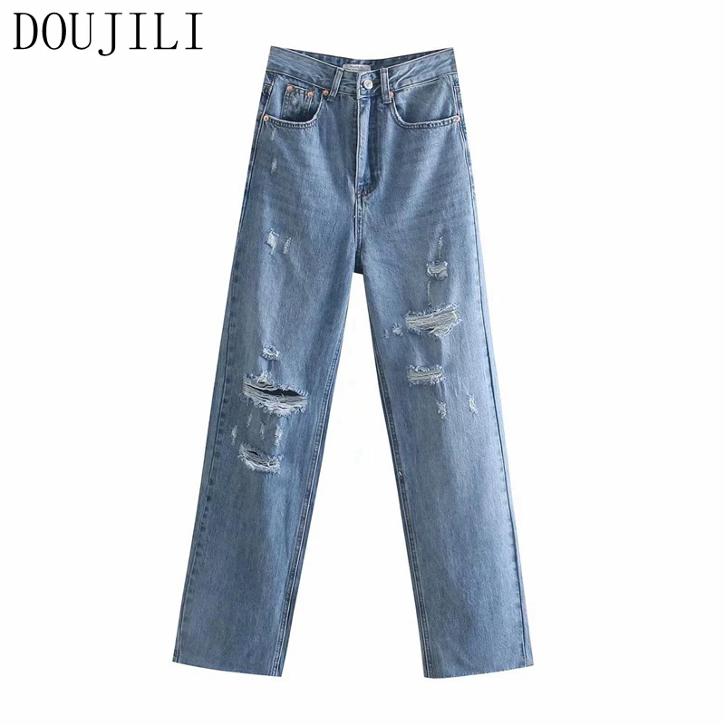 DOUJILI Fashion Women's Pants Straight High Waist Hollow Hole Pants Casual Wearing Popular Long Jeans
DOUJILI Fashion Women's Pants Straight High Waist Hollow Hole Pants Casual Wearing Popular Long Jeans