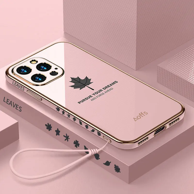 Fashion Maple Leaf Phone Case For iPhone 13 12 11 Pro Max XS Max XR X 8 7 Plus Hand Lanyard Soft Shockproof Electroplated Cover
Fashion Maple Leaf Phone Case For iPhone 13 12 11 Pro Max XS Max XR X 8 7 Plus Hand Lanyard Soft Shockproof Electroplated Cover