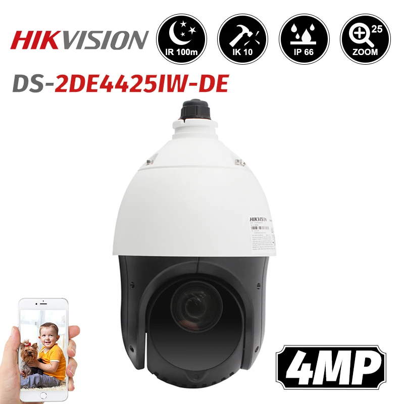 Hikvision 4MP IP PTZ Camera DS-2DE4425IW-DE H.265+ 25X Powered by DarkFighter IR Network Speed Dome PTZ Camera Audio 100m IR
Hikvision 4MP IP PTZ Camera DS-2DE4425IW-DE H.265+ 25X Powered by DarkFighter IR Network Speed Dome PTZ Camera Audio 100m IR