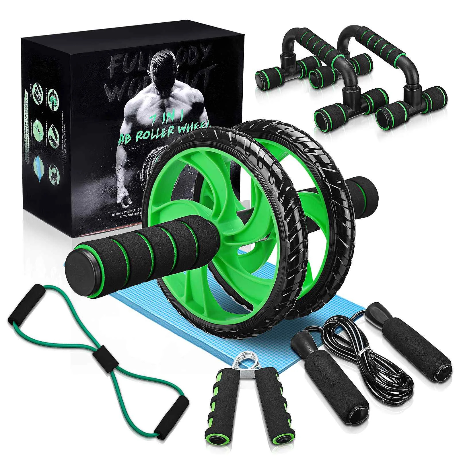 6in1 Resistance Bands Push-up Bar AB Power Wheels Roller Set Machine Jump Rope Exercise Workout Home Gym Fitness Muscle Trainer
6in1 Resistance Bands Push-up Bar AB Power Wheels Roller Set Machine Jump Rope Exercise Workout Home Gym Fitness Muscle Trainer