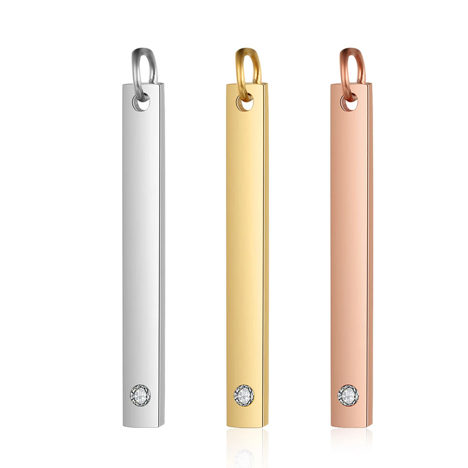 Simple Engravable Stainless Steel Necklace Pendant Silver/Gold/Rose Gold Rectangle Charm with Rhinestone Hot New Jewelry Gift
Simple Engravable Stainless Steel Necklace Pendant Silver/Gold/Rose Gold Rectangle Charm with Rhinestone Hot New Jewelry Gift