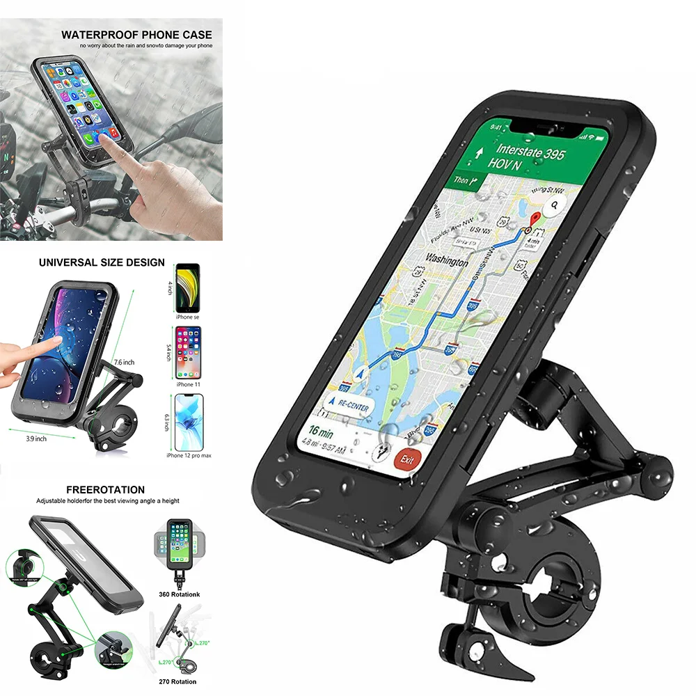 360 Degree Adjustable Waterproof Bicycle Phone Holder Universal Bike Motorcycle Handlebar Cell Phone Support Mount Bracket
360 Degree Adjustable Waterproof Bicycle Phone Holder Universal Bike Motorcycle Handlebar Cell Phone Support Mount Bracket