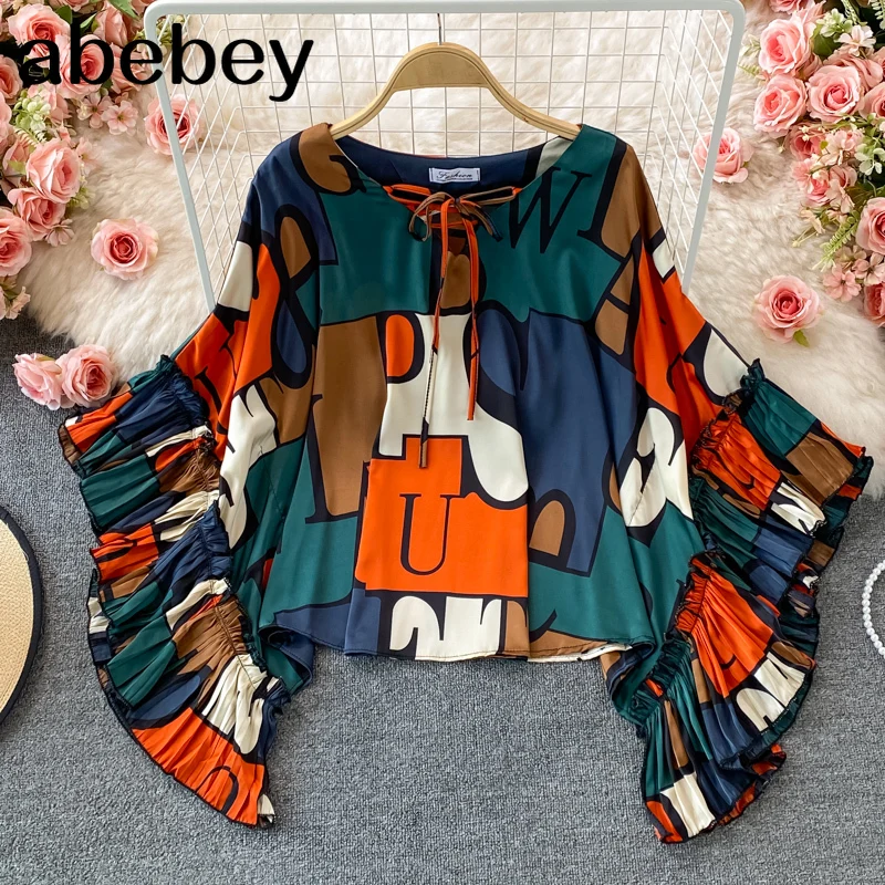 Women Design Retro Print Blouse Chic Batwing Sleeve O Neck Loose Tops Autumn Korean Fashion Casual Streetwear Blouses
Women Design Retro Print Blouse Chic Batwing Sleeve O Neck Loose Tops Autumn Korean Fashion Casual Streetwear Blouses